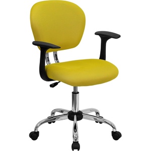 image:imageFlash Furniture Beverly MidBack White Mesh Padded Swivel Task Office Chair with Chrome Base and ArmsYellow