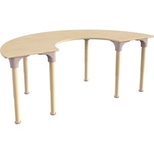 image:imageFlash Furniture Bright Beginnings Commercial Grade Height Adjustable Half Circle Classroom Table  Wooden Activity Table  59 D x 15 H  23 H  Beech