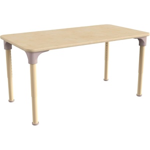 image:imageFlash Furniture Bright Beginnings Commercial Grade Height Adjustable Rectangle Classroom Table  Wooden Activity Table  235 W x 47 D x 15 H  23 H  Beech