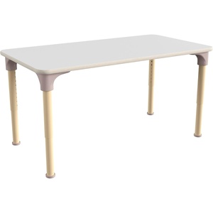 image:imageFlash Furniture Bright Beginnings Commercial Grade Height Adjustable Rectangle Classroom Table  Wooden Activity Table  235 W x 47 D x 15 H  23 H  BeechWhite