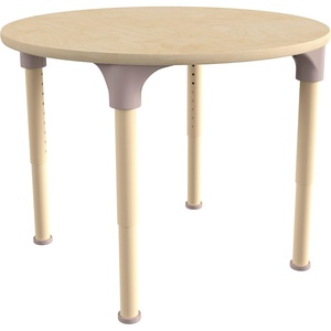 image:imageFlash Furniture Bright Beginnings Commercial Grade Height Adjustable Round Classroom Table  Wooden Activity Table  33 D x 15 H  23 H  Beech