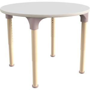 image:imageFlash Furniture Bright Beginnings Commercial Grade Height Adjustable Round Classroom Table  Wooden Activity Table  33 D x 15 H  23 H  BeechWhite