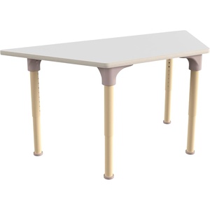 image:imageFlash Furniture Bright Beginnings Commercial Grade Height Adjustable Trapezoid Classroom Table  Wooden Activity Table  47 D x 15 H  23 H  BeechWhite