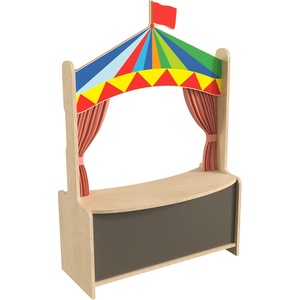 image:imageFlash Furniture Bright Beginnings Commercial Puppet Theater  Lower Magnetic Chalkboard  Space Saving Lower Storage  Natural
