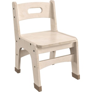 image:imageFlash Furniture Bright Beginnings Set of 2 Commercial Wooden Classroom Chairs  Natural Finish  10 Seat Height  Integrated Carrying Handle  NonSlip Foot Caps