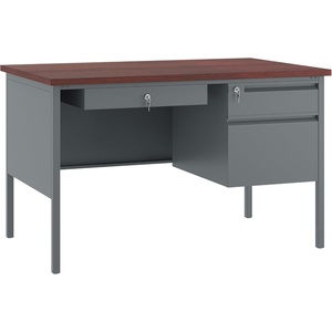 image:imageFlash Furniture Cambridge Right Side Single Pedestal Desk with 3 Locking Drawers Commercial Grade Teachers or Office Desk 24x48 Metal Frame MahoganyCharcoal