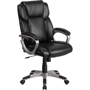 image:imageFlash Furniture Carolyn MidBack Black LeatherSoft Executive Swivel Office Chair with Padded ArmsBlack