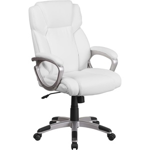 image:imageFlash Furniture Carolyn MidBack Black LeatherSoft Executive Swivel Office Chair with Padded ArmsWhite