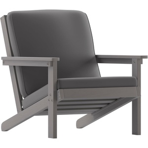 image:imageFlash Furniture Charlestown Adirondack Style Deep Seat Patio Club Chair with Cushions  Gray Poly Resin Frame  Cream AllWeather Cushions  IndoorOutdoor