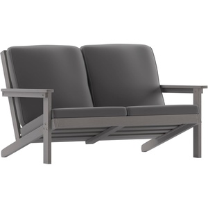 image:imageFlash Furniture Charlestown Adirondack Style Deep Seat Patio Loveseat with Cushions  Gray Poly Resin Frame  Gray AllWeather Cushions  IndoorOutdoorGrey