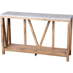 image:imageFlash Furniture Charlotte Farmhouse 2Tier Console Table  Warm Oak Finish Engineered Wood Frame  Concrete Finish Tabletop  For Entryway or Living RoomConcrete TopWarm Oak Frame