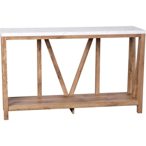 image:imageFlash Furniture Charlotte Farmhouse 2Tier Console Table  Warm Oak Finish Engineered Wood Frame  Concrete Finish Tabletop  For Entryway or Living RoomMarble TopWarm Oak Frame