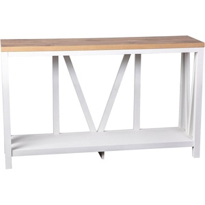 image:imageFlash Furniture Charlotte Farmhouse 2Tier Console Table  Warm Oak Finish Engineered Wood Frame  Concrete Finish Tabletop  For Entryway or Living RoomWarm Oak TopWhite Frame