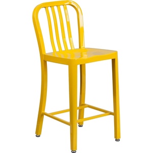 image:imageFlash Furniture Commercial Grade 24 High White Metal IndoorOutdoor Counter Height Stool with Vertical Slat BackYellow