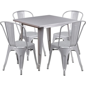 image:imageFlash Furniture Commercial Grade 315 Square Mint Green Metal IndoorOutdoor Table Set with 4 Stack ChairsSilver