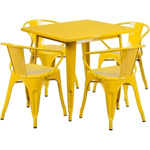 image:imageFlash Furniture Commercial Grade 315 Square Yellow Metal IndoorOutdoor Table Set with 4 Arm ChairsYellow