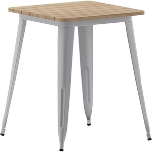 image:imageFlash Furniture Declan Commercial Outdoor Dining Table All Weather Poly Resin Top with Steel Base 2375 Square BrownSilverBrown TopSilver Frame