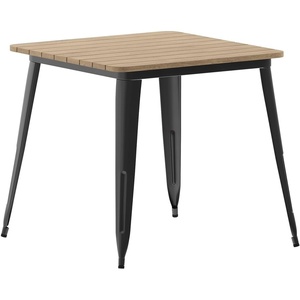 image:imageFlash Furniture Declan Commercial Outdoor Dining Table All Weather Poly Resin Top with Steel Base 315 Square BrownSilverBrown TopBlack Frame