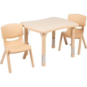 image:imageFlash Furniture Emmy 21875W x 26625L Rectangular Blue Plastic Height Adjustable Activity Table Set with 2 ChairsNatural