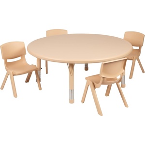 image:imageFlash Furniture Emmy 45 Round Green Plastic Height Adjustable Activity Table Set with 4 ChairsNatural