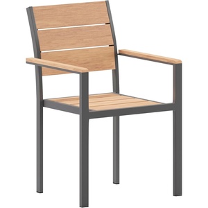 image:imageFlash Furniture Finch Commercial Grade Patio Chair with Arms Stackable Side Chair with Faux Teak Poly Slats and Metal Frame GrayGrayNatural