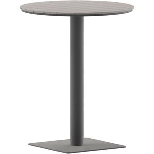 image:imageFlash Furniture Finch Commercial Grade Round 24 Table with Faux Teak Poly Slats and Steel Frame GrayGrayGray TopGray Frame