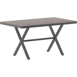 image:imageFlash Furniture Finch Commercial Grade XFrame Outdoor Dining Table 59 x 355 with Faux Teak Poly Slats and Metal Frame GrayGrayGray TopGray Frame