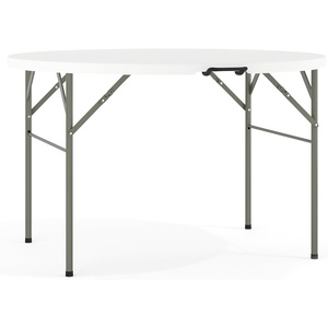 image:imageFlash Furniture Freeman 4 Round Plastic Folding Table with Carrying Handle Plastic Foldable Table for IndoorOutdoor Events White48 Round
