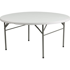 image:imageFlash Furniture Freeman 4 Round Plastic Folding Table with Carrying Handle Plastic Foldable Table for IndoorOutdoor Events White605 Round