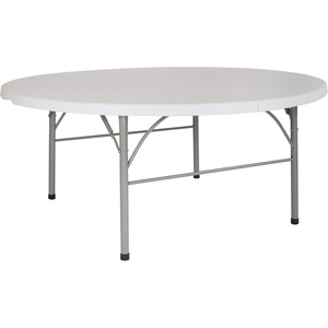 image:imageFlash Furniture Freeman 4 Round Plastic Folding Table with Carrying Handle Plastic Foldable Table for IndoorOutdoor Events White72 Round
