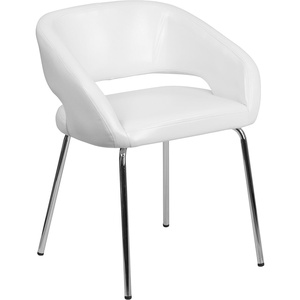 image:imageFlash Furniture Fusion Series LeatherSoft Upholstered Side Reception Chair Retro Padded Lounge Chair for Living Room or Office WhiteWhite