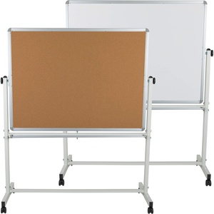 image:imageFlash Furniture HERCULES Series 625W x 6225H Reversible Mobile Cork Bulletin Board and White Board with Pen Tray53W x 625H
