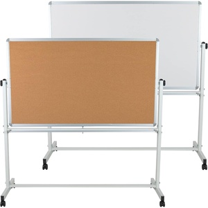 image:imageFlash Furniture HERCULES Series 625W x 6225H Reversible Mobile Cork Bulletin Board and White Board with Pen Tray63W x 648H