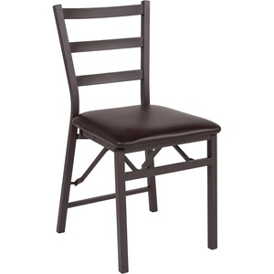 image:imageFlash Furniture HERCULES Series Brown Folding Ladder Back Metal Chair with Brown Vinyl Seat1 Pack