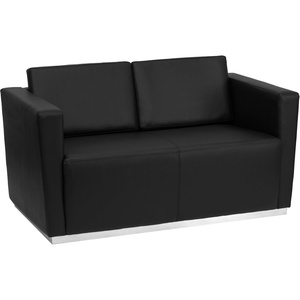 image:imageFlash Furniture HERCULES Trinity Series Contemporary Black LeatherSoft Loveseat with Stainless Steel BaseContemporary