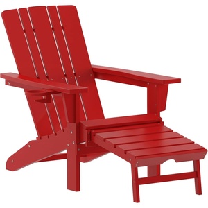 image:imageFlash Furniture Halifax Poly Resin Adirondack Chair with Cup Holder and Pull Out Ottoman AllWeather Poly Resin IndoorOutdoor Lounge Chair Set of 2 BlueRed