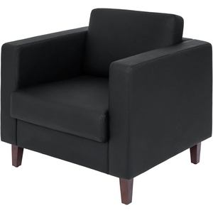 image:imageFlash Furniture Hercules Artemis Commercial Chair for Reception and Lobby Use with Solid Wood Legs 2 Outlets 1 USB and 1 USBC Ports Cognac LeatherSoftBlack