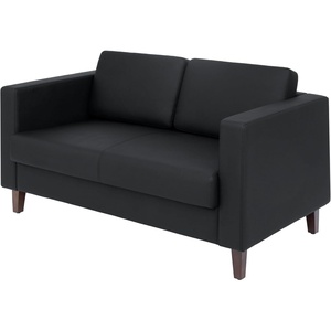 image:imageFlash Furniture Hercules Artemis Commercial Loveseat for Reception and Lobby Use with Solid Wood Legs 2 Outlets 1 USB and 1 USBC Ports Black LeatherSoftBlack