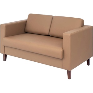 image:imageFlash Furniture Hercules Artemis Commercial Loveseat for Reception and Lobby Use with Solid Wood Legs 2 Outlets 1 USB and 1 USBC Ports Black LeatherSoftCognac