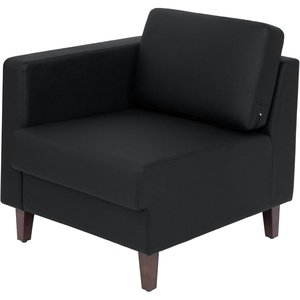image:imageFlash Furniture Hercules Artemis Commercial Modular Left Arm Chair for Reception Areas with Solid Wood Legs 2 Outlets 1 USB and 1 USBC Ports Cognac LeatherSoftBlack