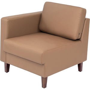 image:imageFlash Furniture Hercules Artemis Commercial Modular Left Arm Chair for Reception Areas with Solid Wood Legs 2 Outlets 1 USB and 1 USBC Ports Cognac LeatherSoftCognac