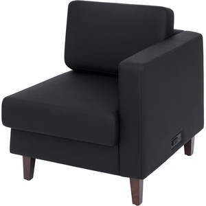 image:imageFlash Furniture Hercules Artemis Commercial Modular Right Arm Chair for Reception Areas with Solid Wood Legs 2 Outlets 1 USB and 1 USBC Ports Black LeatherSoftBlack