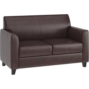 image:imageFlash Furniture Hercules Diplomat Series LeatherSoft Upholstered Loveseat Modern Small Sofa for Living Room or Office NavyBrown