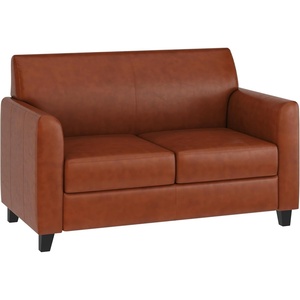 image:imageFlash Furniture Hercules Diplomat Series LeatherSoft Upholstered Loveseat Modern Small Sofa for Living Room or Office NavyCognac