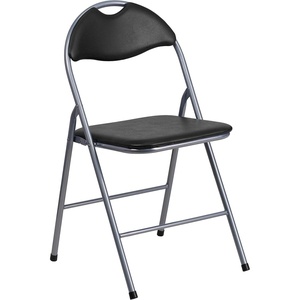 image:imageFlash Furniture Hercules Series Metal Folding Chairs with Carrying Handle Vinyl Upholstered Padded Event Chair Set of 4 Black1 Pack