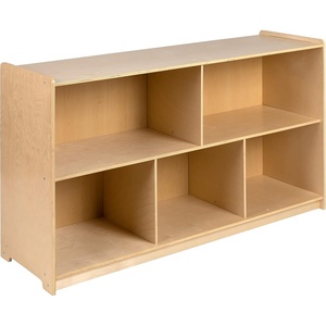 image:imageFlash Furniture Hercules Wooden 5Section School Coat Locker with Bench Cubbies and Storage Hooks Preschool Cubby Organizer 48H x 48L Natural30H x 48L  5 Cubbies