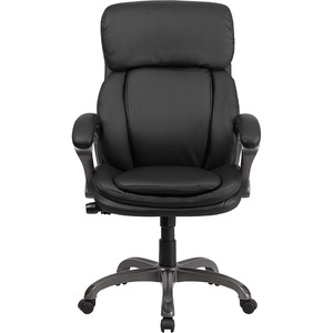 image:imageFlash Furniture High Back Black LeatherSoft Executive Swivel Ergonomic Office Chair with Lumbar Support Knob with Arms 48 x 28 x 29