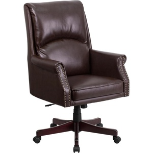 image:imageFlash Furniture High Back Pillow Back Burgundy LeatherSoft Executive Swivel Office Chair with ArmsBrown