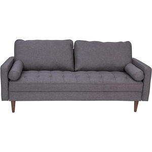 image:imageFlash Furniture Hudson MidCentury Modern Loveseat  Slate Gray Faux Linen Upholstery  Buttonless Tufting  Wood LegsDark Gray