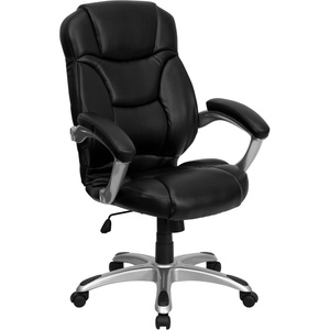 image:imageFlash Furniture Jessie High Back Black LeatherSoft Contemporary Executive Swivel Ergonomic Office Chair with Silver Nylon Base and ArmsBlack Leathersoft